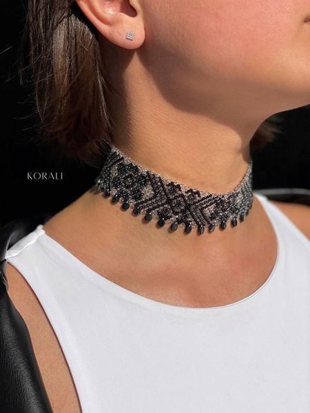 "Polisyanochka" black coat with graphite pattern 632 photo
