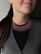 Set of "Flower of the Field" necklace and choker with rondels, red 749 photo