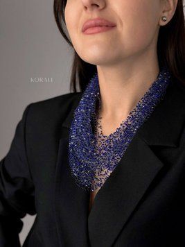 Airy blue necklace with silver accents 394 photo