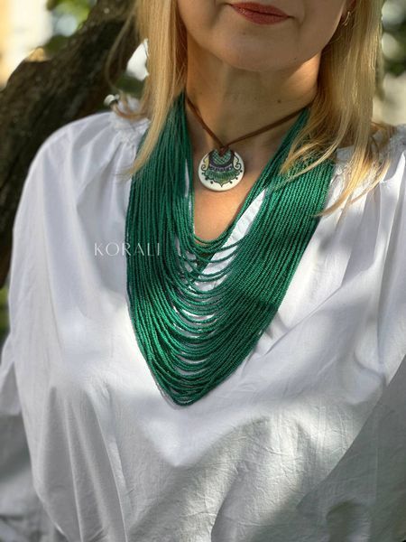 Set of necklace "Corals" and ceramic pendant 1012 photo