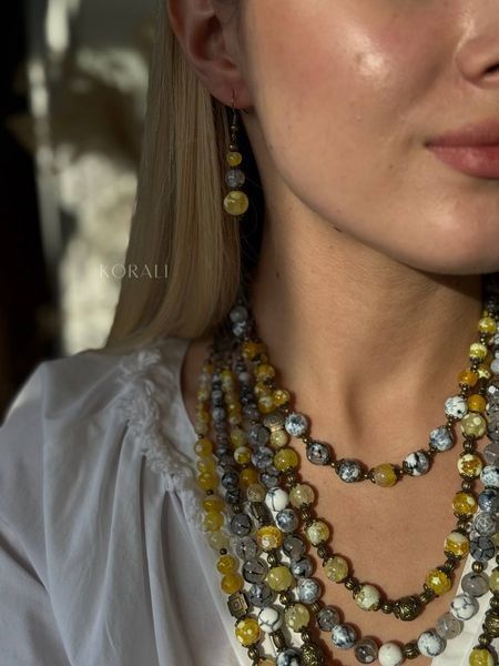 Earrings "Autumn Sun" made of natural stones 1098-8 photo