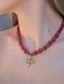 Single-row necklace "Crimson Flower" 2492 photo 4