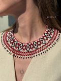 "Whisper of the Mountains" silk scarf with red patterns 827 photo