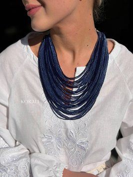 Necklace made of Czech beads "Corals" blue 2291 photo