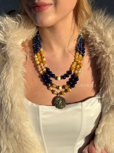 Necklace "Ukrainian Colors" made of natural stones 2026 photo