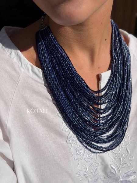 Necklace made of Czech beads "Corals" blue 2291 photo