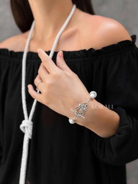 Braided harness lariat white and silver 74 photo