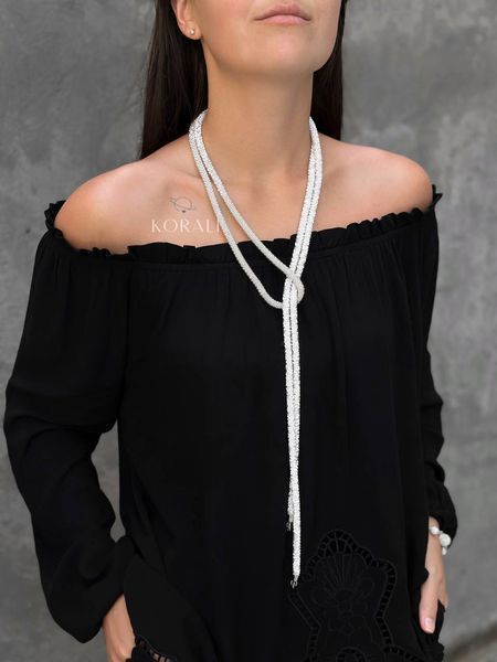 Braided harness lariat white and silver 74 photo