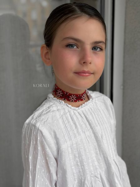 Children's  necklace "Kvitano" red color 2487 photo