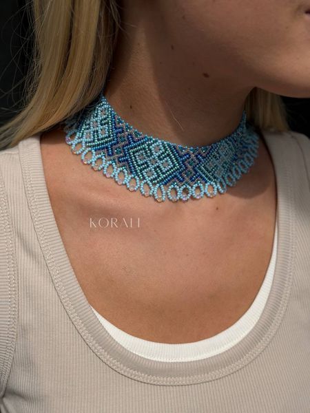 Necklace "Lace of Dreams" blue color 2385 photo