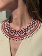 "Whisper of the Mountains" silk scarf with red patterns 827 photo