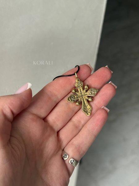 Brass cross pendant "Flowering amulet" double-sided 834 photo