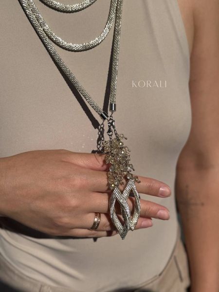 Braided harness-lariat "Sunset" made of Japanese beads 907 photo