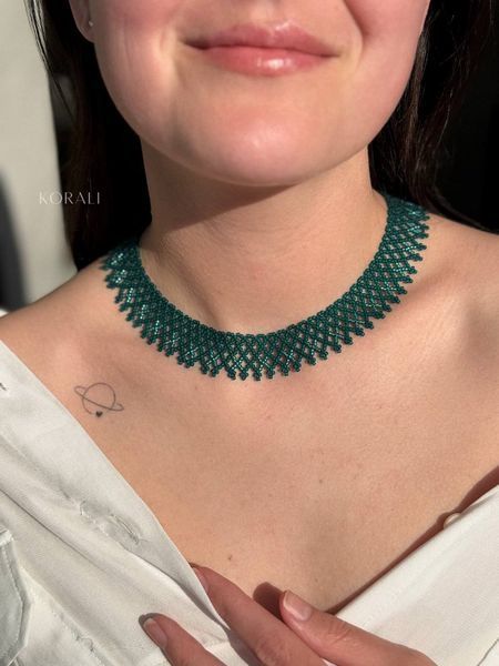 "Marevo" silk scarf in emerald color 642 photo
