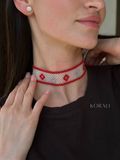 Choker-sylanka "Bereginya" red and silver 2095 photo
