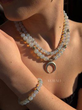 Set "Lunnitsa" necklace, bracelet and earrings in blue color 2260 photo