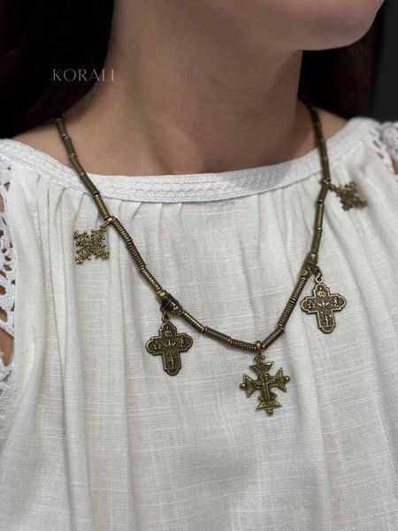 Brass necklace "Worldview" 677 photo