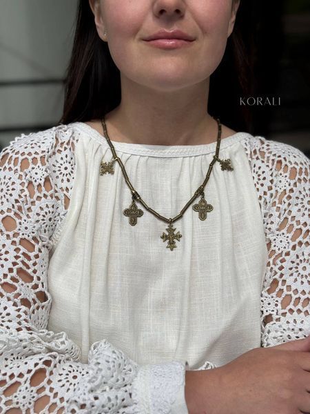 Brass necklace "Worldview" 677 photo