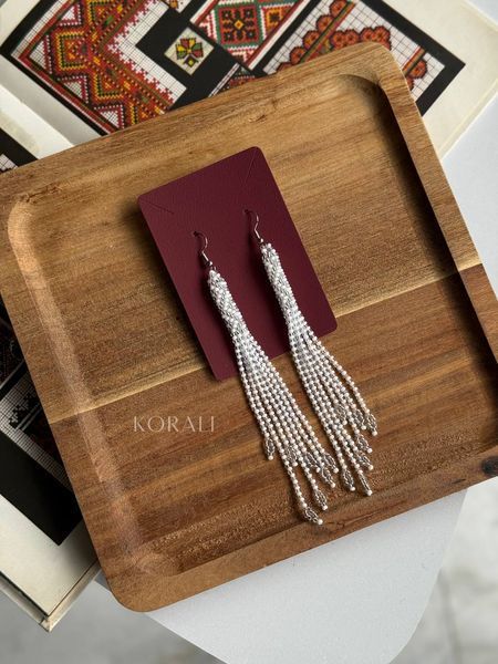 Earrings "Ornament of Being" white and silver 1198 photo