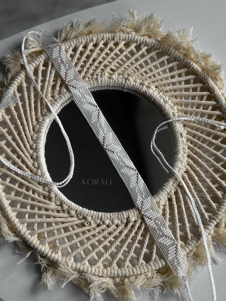 Ribbon necklace "Zori" white with gold inserts 715 photo