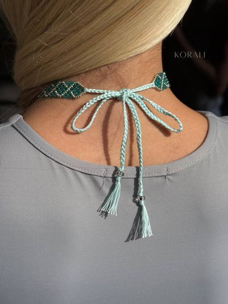 Silk scarf "Weave of Dreams" emerald with gold pattern 1072 photo