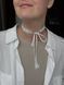 Ribbon necklace "Zori" white with gold inserts 715 photo 5