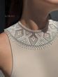 "Stephania" transparent silk scarf with white and silver pattern 756 photo